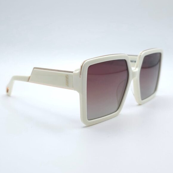 QUAY Australia Almost Ready 1217 Oversized Sunglasses Ivory Brown Polarized - Picture 14 of 15